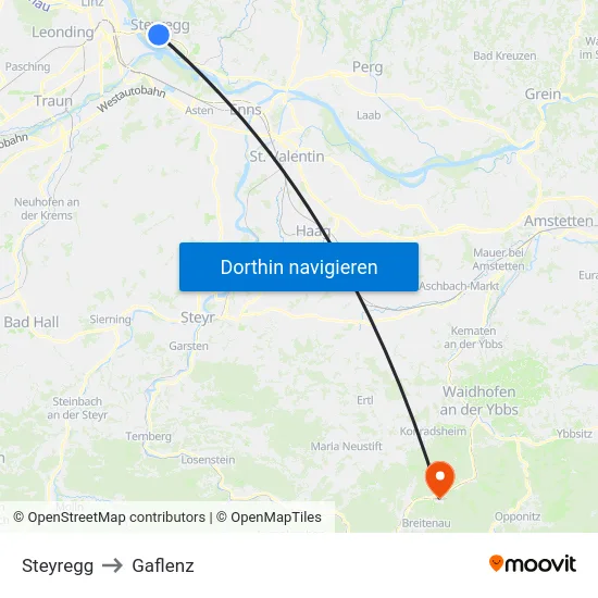 Steyregg to Gaflenz map