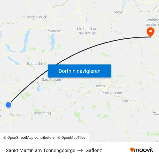 Sankt Martin am Tennengebirge to Gaflenz map