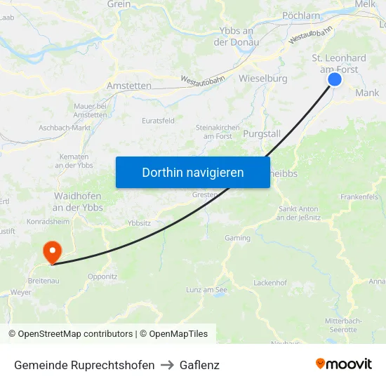 Gemeinde Ruprechtshofen to Gaflenz map