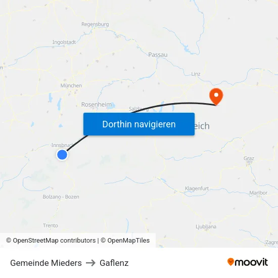 Gemeinde Mieders to Gaflenz map