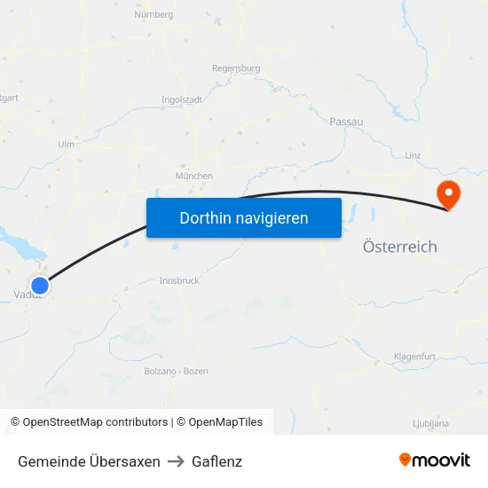 Gemeinde Übersaxen to Gaflenz map
