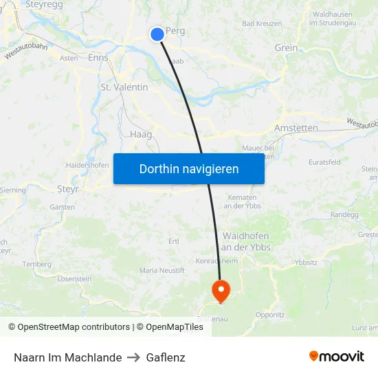 Naarn Im Machlande to Gaflenz map