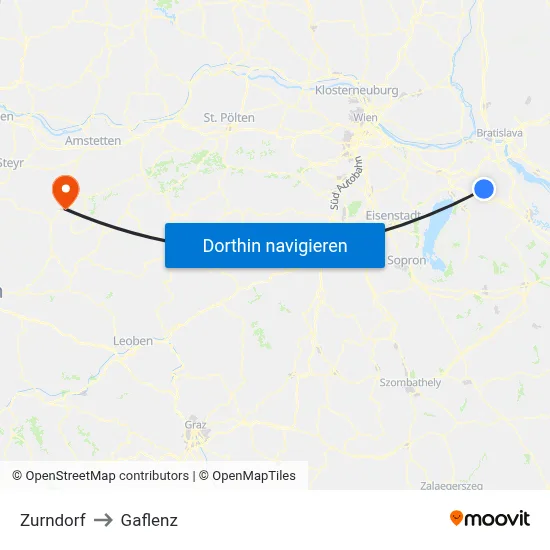 Zurndorf to Gaflenz map