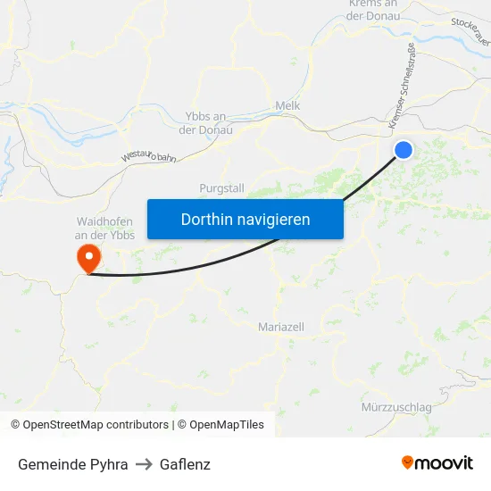 Gemeinde Pyhra to Gaflenz map