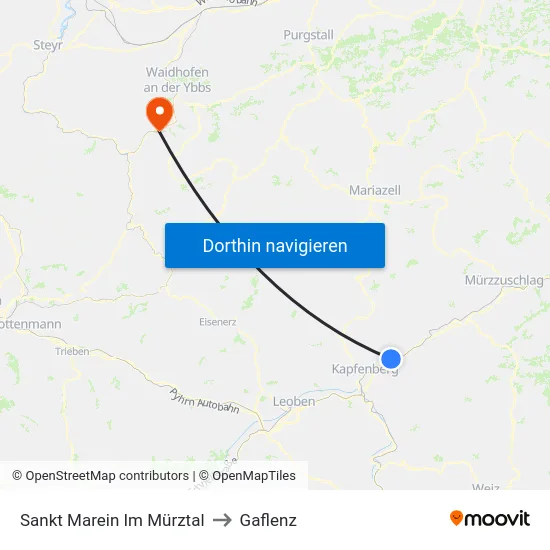 Sankt Marein Im Mürztal to Gaflenz map