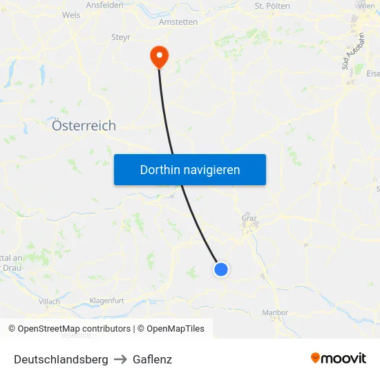 Deutschlandsberg to Gaflenz map