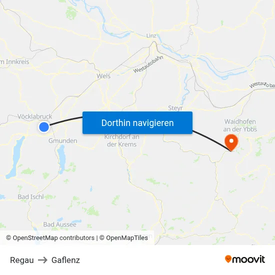 Regau to Gaflenz map