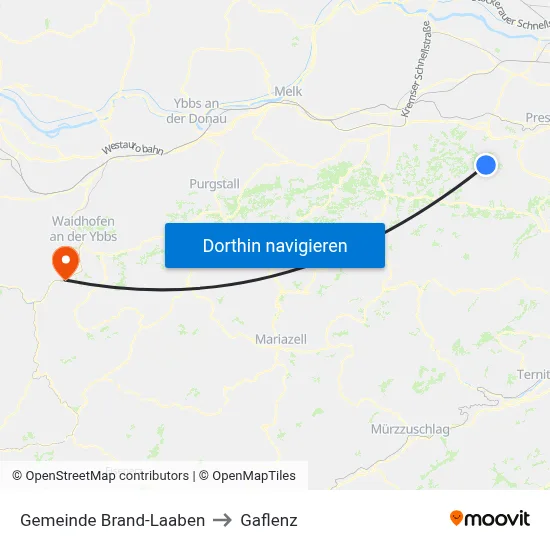 Gemeinde Brand-Laaben to Gaflenz map