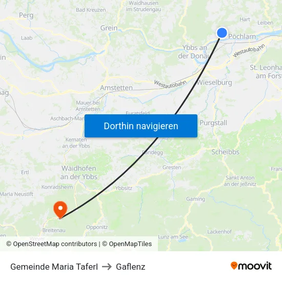 Gemeinde Maria Taferl to Gaflenz map