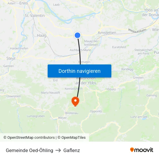 Gemeinde Oed-Öhling to Gaflenz map