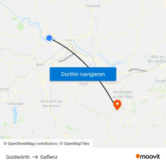 Goldwörth to Gaflenz map