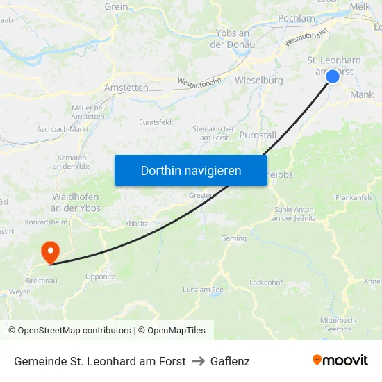 Gemeinde St. Leonhard am Forst to Gaflenz map