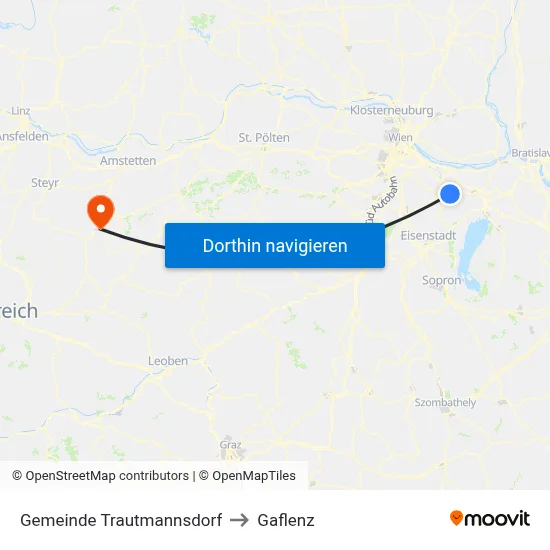 Gemeinde Trautmannsdorf to Gaflenz map