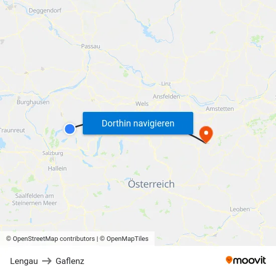 Lengau to Gaflenz map