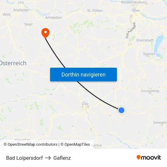 Bad Loipersdorf to Gaflenz map