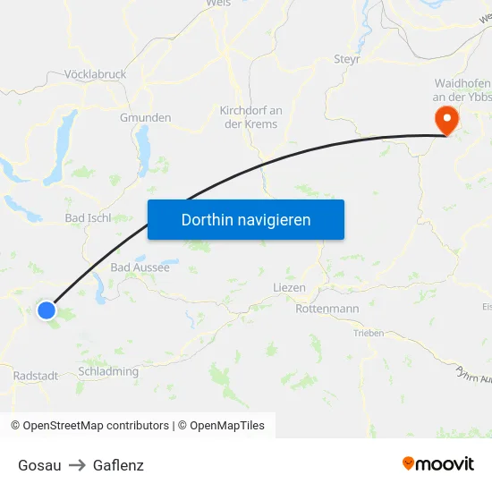 Gosau to Gaflenz map