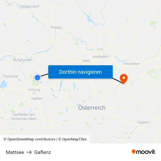 Mattsee to Gaflenz map