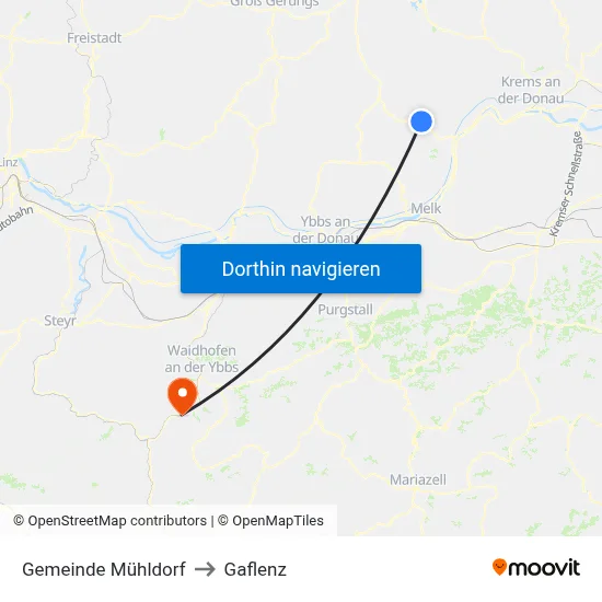 Gemeinde Mühldorf to Gaflenz map