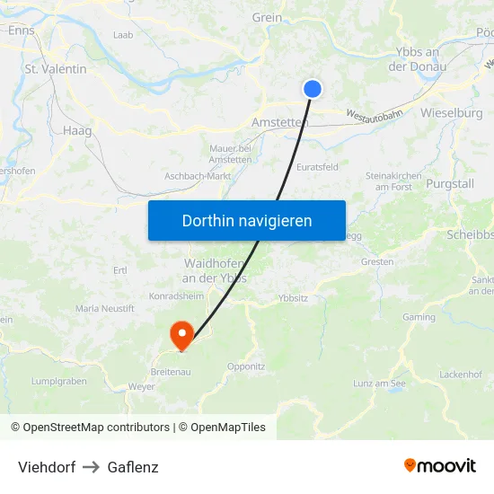 Viehdorf to Gaflenz map