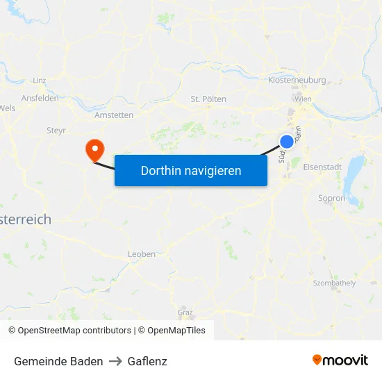 Gemeinde Baden to Gaflenz map