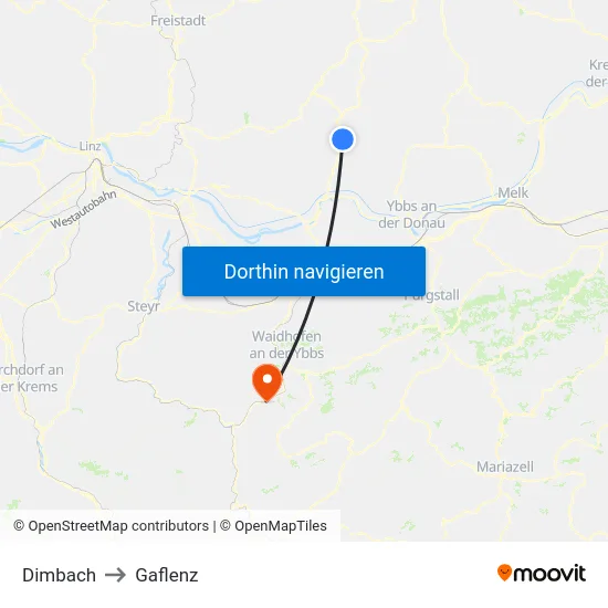 Dimbach to Gaflenz map