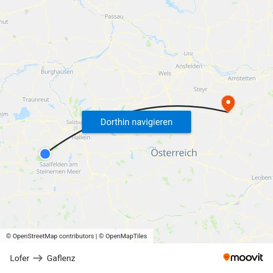 Lofer to Gaflenz map