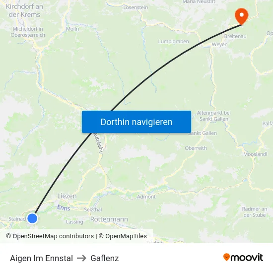 Aigen Im Ennstal to Gaflenz map