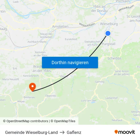 Gemeinde Wieselburg-Land to Gaflenz map