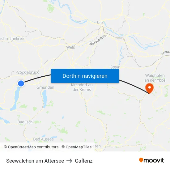 Seewalchen am Attersee to Gaflenz map