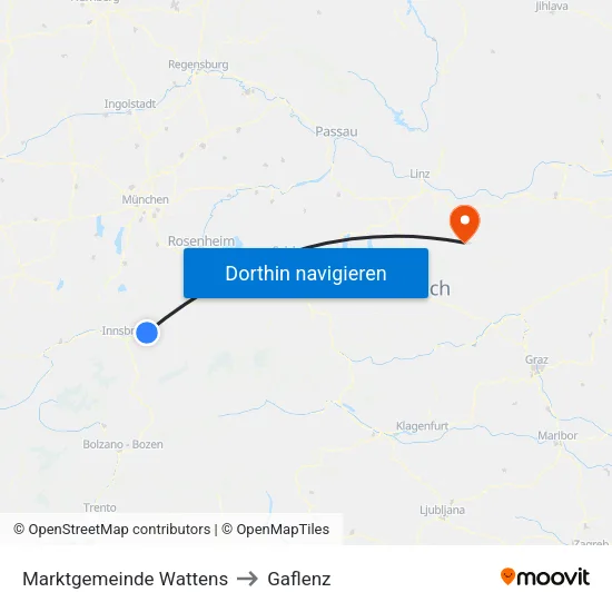 Marktgemeinde Wattens to Gaflenz map