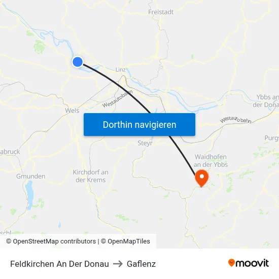 Feldkirchen An Der Donau to Gaflenz map
