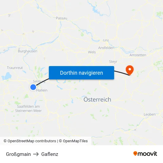Großgmain to Gaflenz map