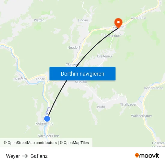 Weyer to Gaflenz map