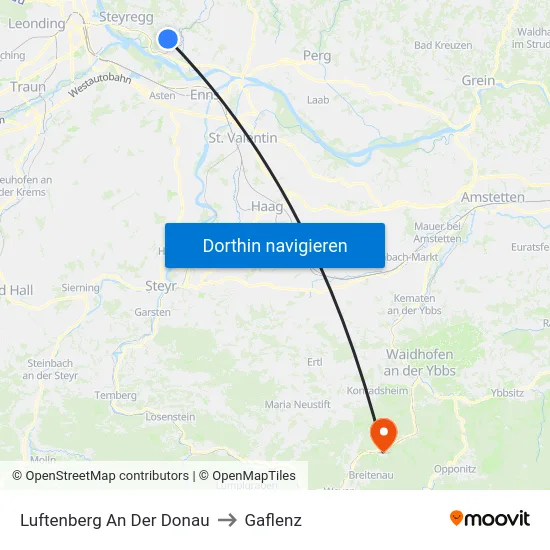 Luftenberg An Der Donau to Gaflenz map
