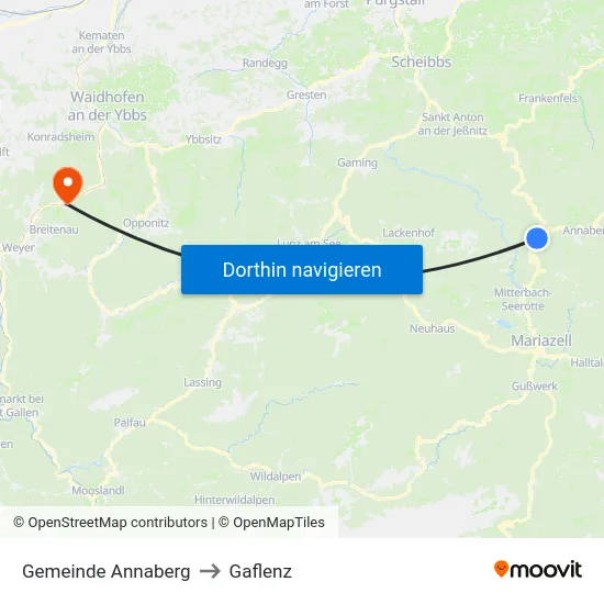 Gemeinde Annaberg to Gaflenz map