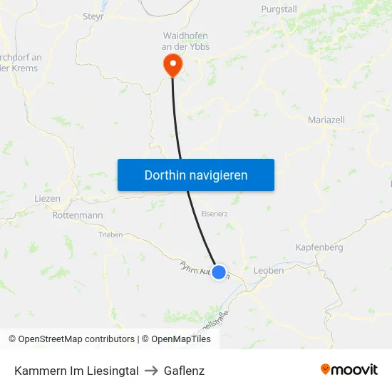 Kammern Im Liesingtal to Gaflenz map