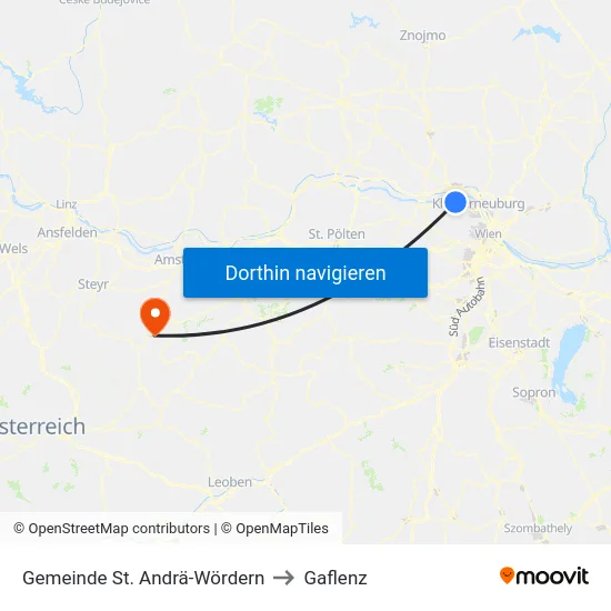 Gemeinde St. Andrä-Wördern to Gaflenz map
