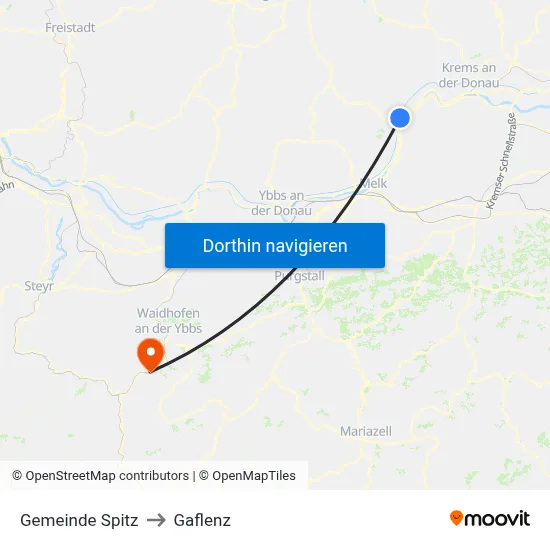 Gemeinde Spitz to Gaflenz map