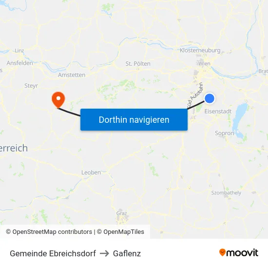 Gemeinde Ebreichsdorf to Gaflenz map