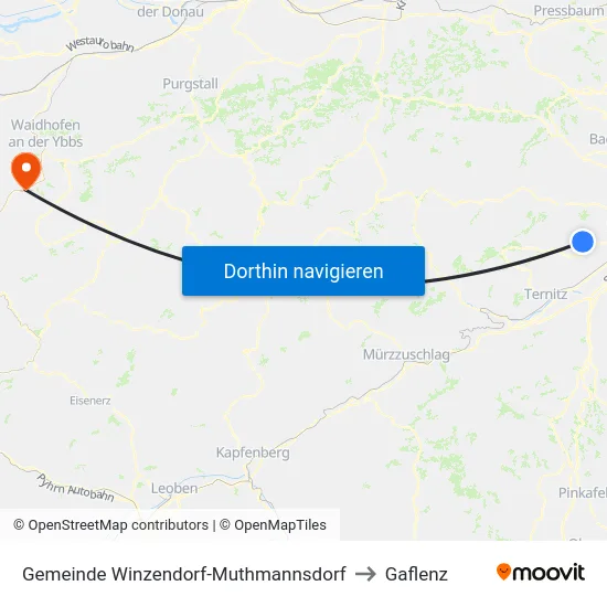Gemeinde Winzendorf-Muthmannsdorf to Gaflenz map