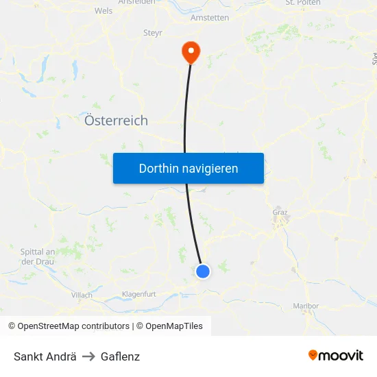 Sankt Andrä to Gaflenz map