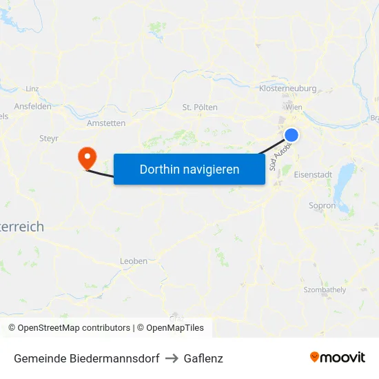Gemeinde Biedermannsdorf to Gaflenz map
