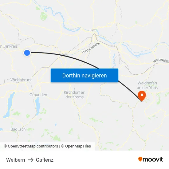 Weibern to Gaflenz map