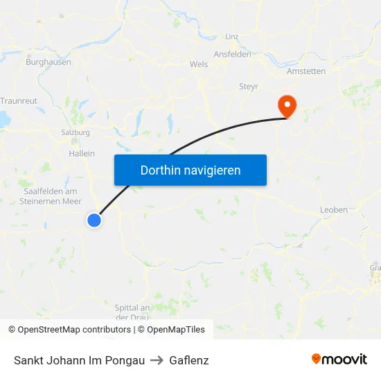 Sankt Johann Im Pongau to Gaflenz map