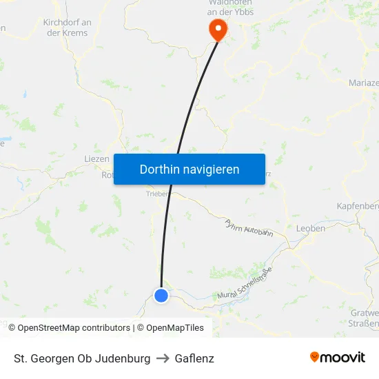 St. Georgen Ob Judenburg to Gaflenz map
