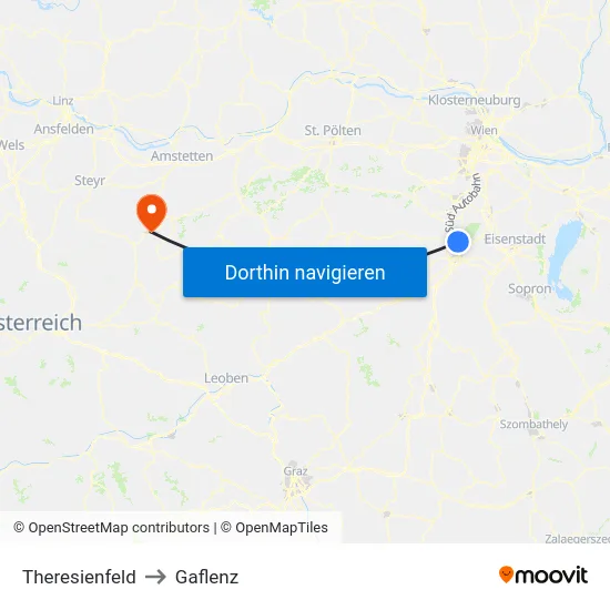 Theresienfeld to Gaflenz map