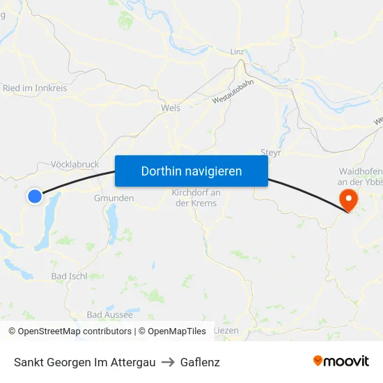 Sankt Georgen Im Attergau to Gaflenz map