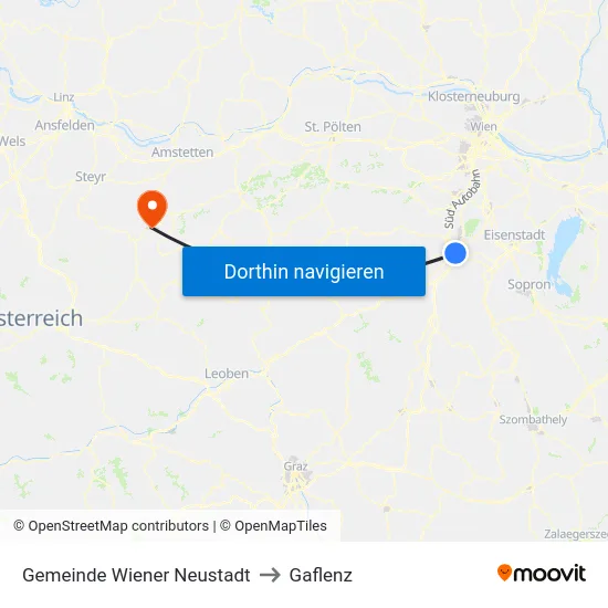 Gemeinde Wiener Neustadt to Gaflenz map