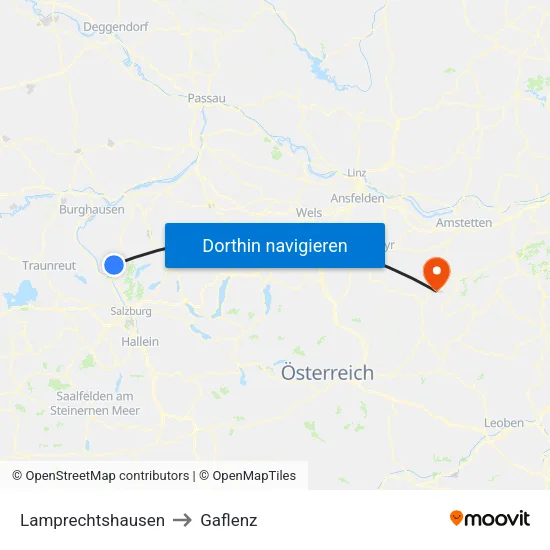 Lamprechtshausen to Gaflenz map