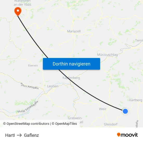 Hartl to Gaflenz map
